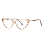 Gold Bar Temple Cat Eye Blue Light Blocking Glasses in Champagne Nude & Gold