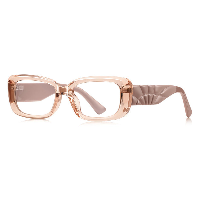 Fan Temple Rectangle Blue Light Blocking Glasses in Dusty Rose Pink