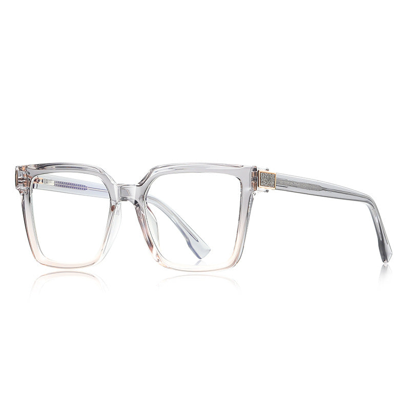 Pavé Hinge Square Blue Light Blocking Glasses in Smoke Grey