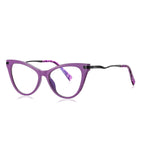 Wave Temple Cat Eye Blue Light Blocking Glasses in Amethyst Purple