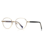 Filigree Metal Round Blue Light Blocking Glasses in Gold with Black Temples