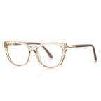 Gold Accent Cat Eye Blue Light Blocking Glasses in Translucent Champagne