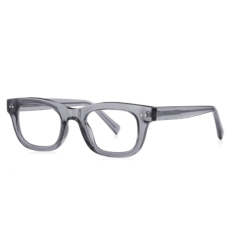 Vintage Keyhole Square Blue Light Blocking Glasses in Translucent Smoke Grey