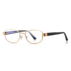 Vintage Metal Rectangle Blue Light Blocking Glasses in Yellow Gold &amp; Black
