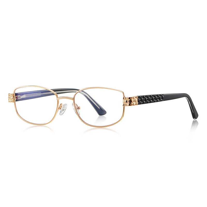 Vintage Metal Rectangle Blue Light Blocking Glasses in Yellow Gold &amp; Black