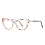 T-Bar Cat Eye Blue Light Blocking Glasses in Champagne Nude & Gold