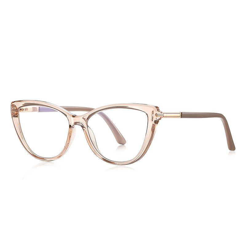 T-Bar Cat Eye Blue Light Blocking Glasses in Champagne Nude & Gold