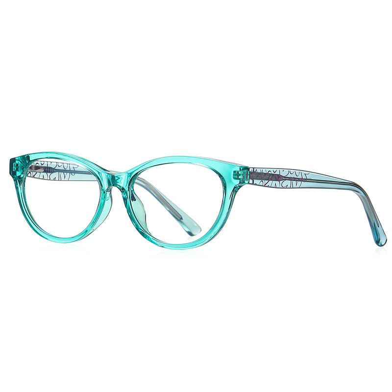 Graffiti Temple Cat Eye Blue Light Blocking Glasses in Aqua Mint & Teal