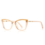Gold Arch Bridge Cat Eye Blue Light Blocking Glasses in Champagne Nude