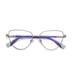 Colorblock Spliced Butterfly Blue Light Blocking Glasses in Blue with Purple/Teal Temples