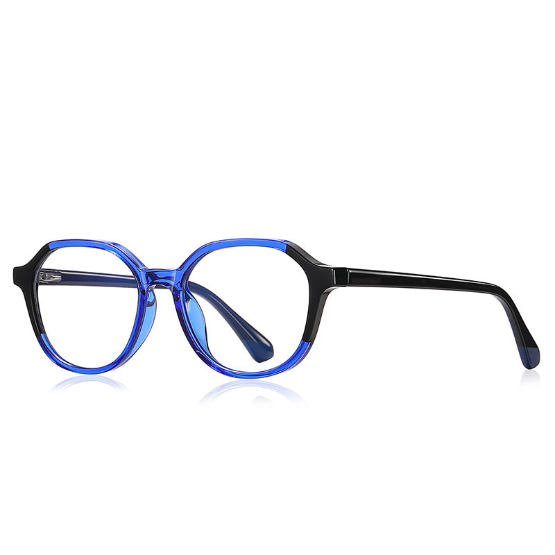 Dipped Tip Geometric Round Blue Light Blocking Glasses in Royal Cobalt Blue