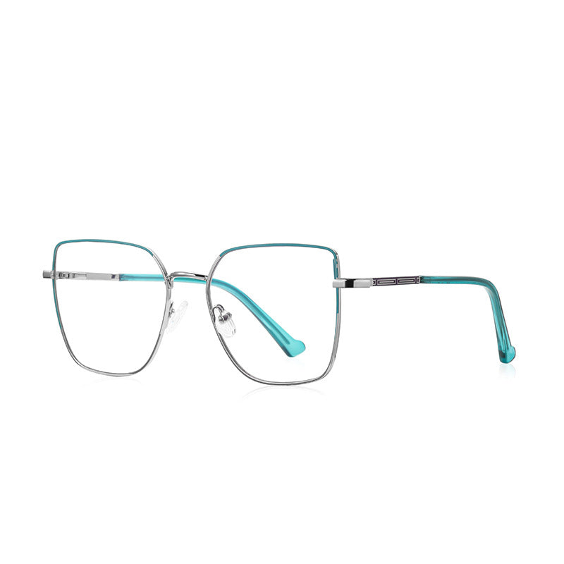 Linear Bar Square Spring Hinge Blue Light Blocking Glasses in Mint Turquoise with Silver Bridge