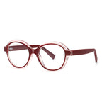 Layered Rim Round Blue Light Blocking Glasses in Wine Red and Clear
