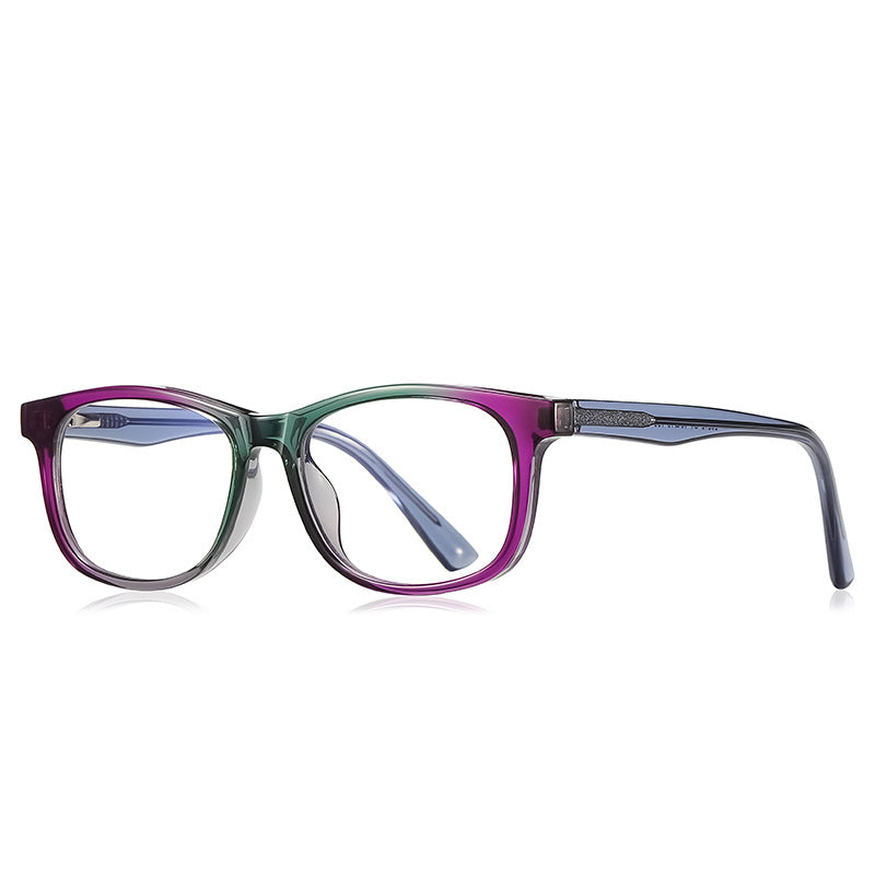 Gradient Square Blue Light Blocking Glasses in Emerald Green & Purple