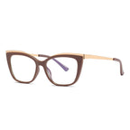 Gold Trim Cat Eye Blue Light Blocking Glasses in Caramel Brown & Gold