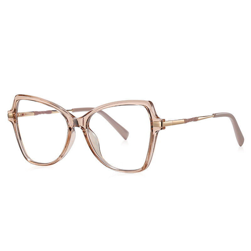 Double Bridge Butterfly Blue Light Blocking Glasses in Translucent Champagne Nude