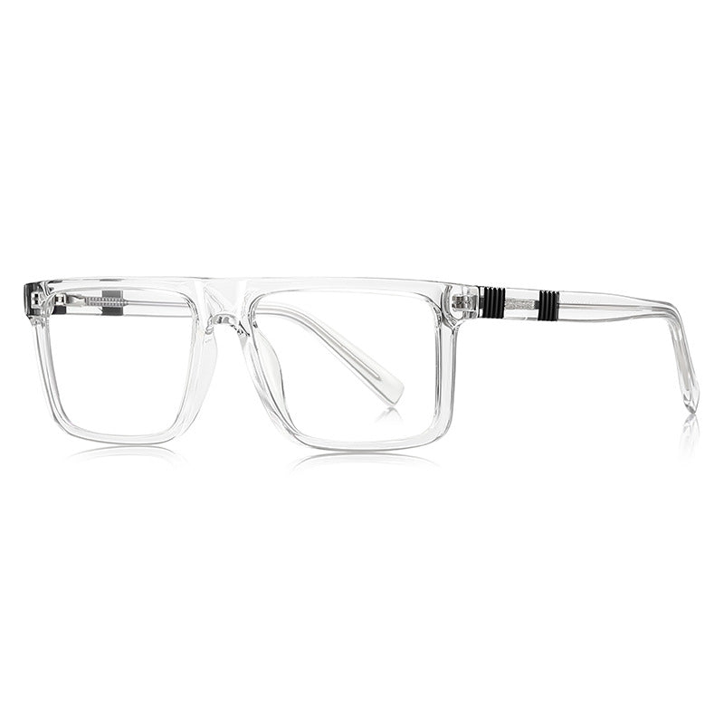 LENSVA Ribbed Band Flat Top Blue Light Glasses in Crystal Clear