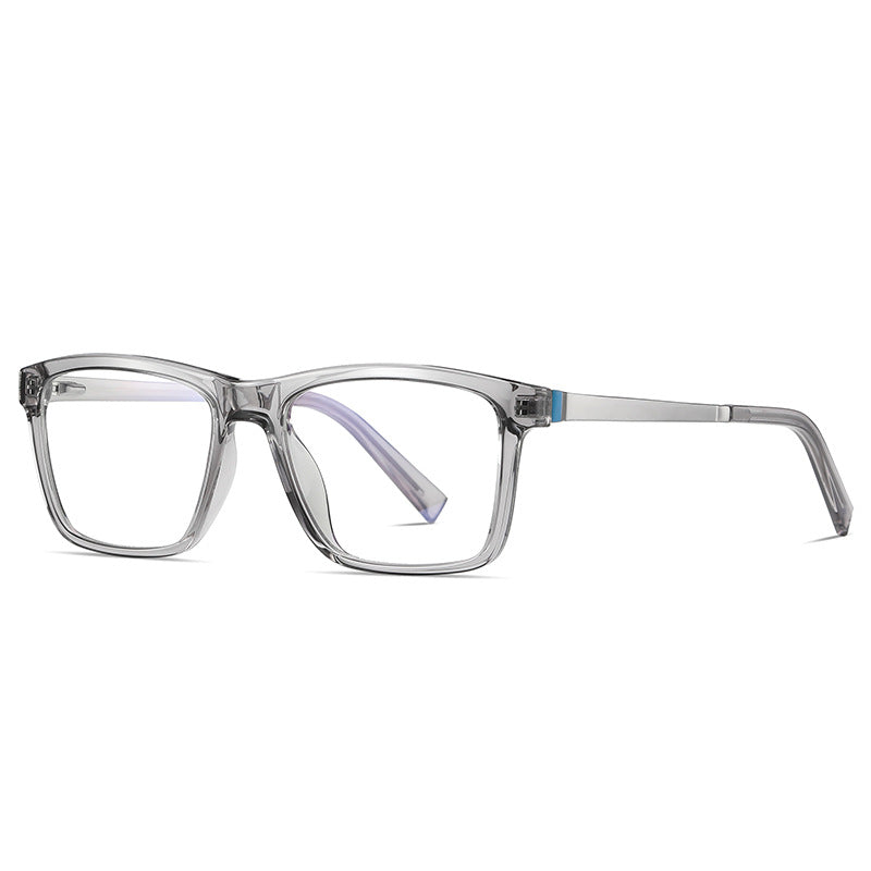 Modern Rectangle Blue Light Blocking Glasses in Smoke Grey & Silver