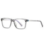 Modern Rectangle Blue Light Blocking Glasses in Smoke Grey & Silver