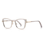 Pavé Corner Cat Eye Blue Light Blocking Glasses in Royal Cobalt Blue Crystal with Silver Bridge & Pavé Corners