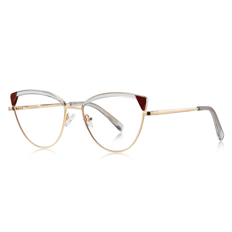 Contrast Wingtip Butterfly Blue Light Blocking Glasses in Gold with White Brow & Crimson Red Contrast Wingtips