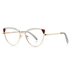 Contrast Wingtip Butterfly Blue Light Blocking Glasses in Gold with White Brow & Crimson Red Contrast Wingtips