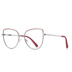 Enamel Edge Butterfly Blue Light Blocking Glasses in Silver & Crimson Red Enamel