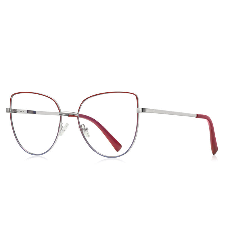 Enamel Edge Butterfly Blue Light Blocking Glasses in Silver & Crimson Red Enamel