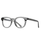 Dual Rivet Round Blue Light Blocking Glasses in Smoke Grey