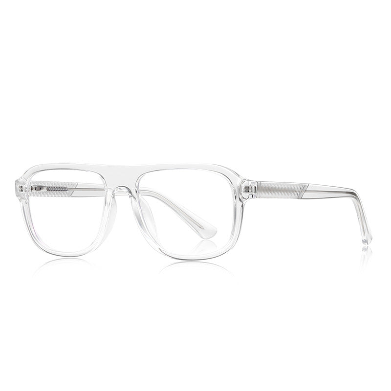 Textured Temple Navigator Blue Light Blocking Glasses in Crystal Clear