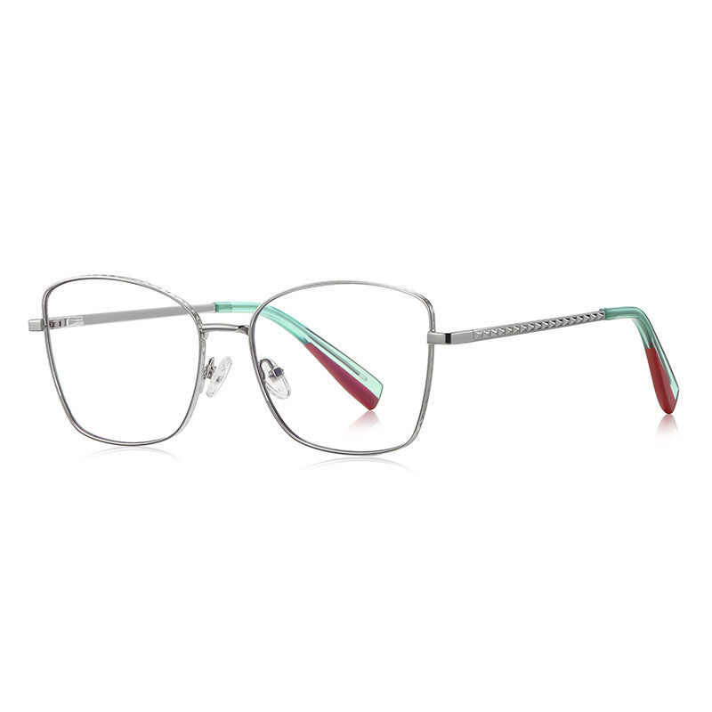 Braided Temple Metal Square Blue Light Blocking Glasses in Gold with Black Enamel Rim
