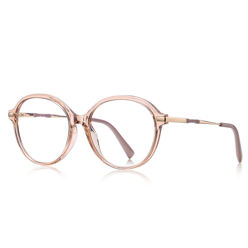 Twisted Temple Round Blue Light Blocking Glasses in Champagne Nude & Gold