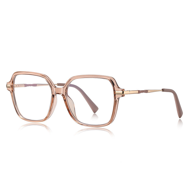 Geometric Square Blue Light Blocking Glasses in Champagne Peach