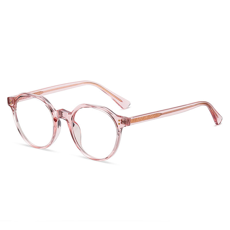 Sculpted Round Blue Light Blocking Glasses in Pastel Pink