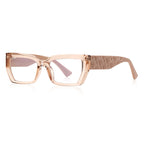 Woven Temple Square Blue Light Blocking Glasses in Blush Peach Pink