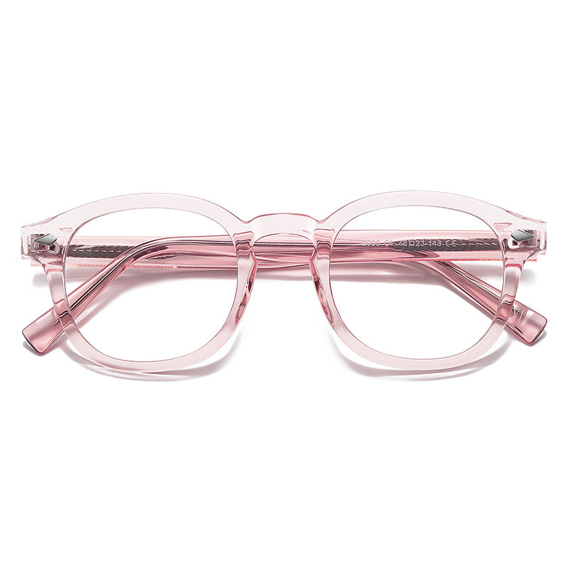 Diamond Rivet Round Blue Light Blocking Glasses in Blush Pink