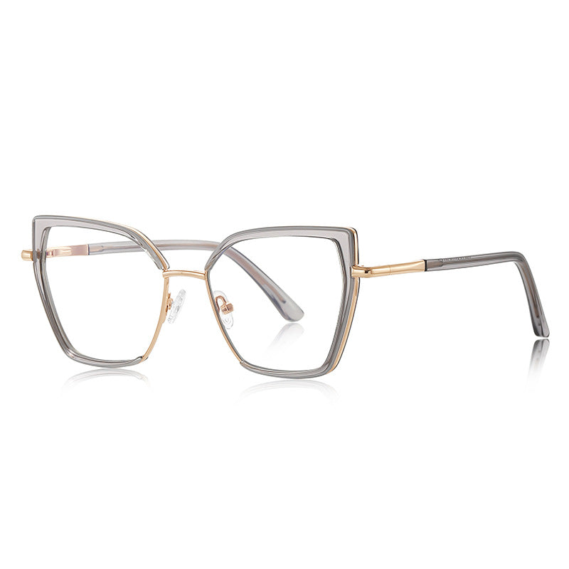 Windsor Rim Cat Eye Blue Light Blocking Glasses in Gold & Smoke Grey