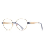 Accent Block Metal Round Blue Light Blocking Glasses in Pale Gold & Slate Grey