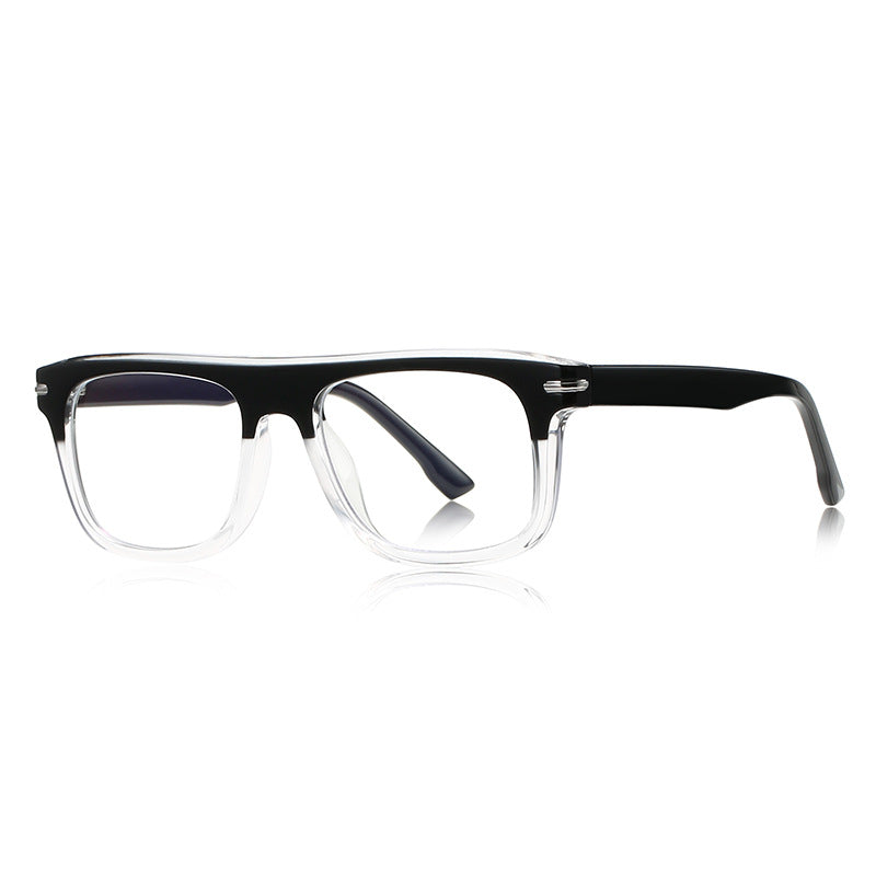 Flat Top Navigator Blue Light Blocking Glasses in Black &amp; Clear Two-Tone