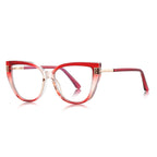 Greek Key Cat Eye Blue Light Blocking Glasses in Translucent Ruby Red