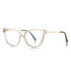 Gold Temple Butterfly Cat Eye Blue Light Blocking Glasses in Champagne Peach & Gold