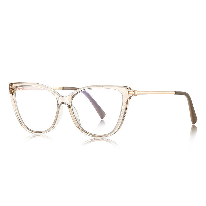 Gold Temple Butterfly Cat Eye Blue Light Blocking Glasses in Champagne Peach & Gold