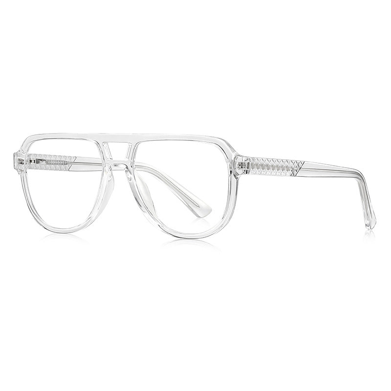 LENSVA Diamond Knurl Aviator Blue Light Glasses in Crystal Clear