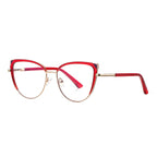 Colorblock Wingtip Cat Eye Blue Light Blocking Glasses in Cherry Red & Wine