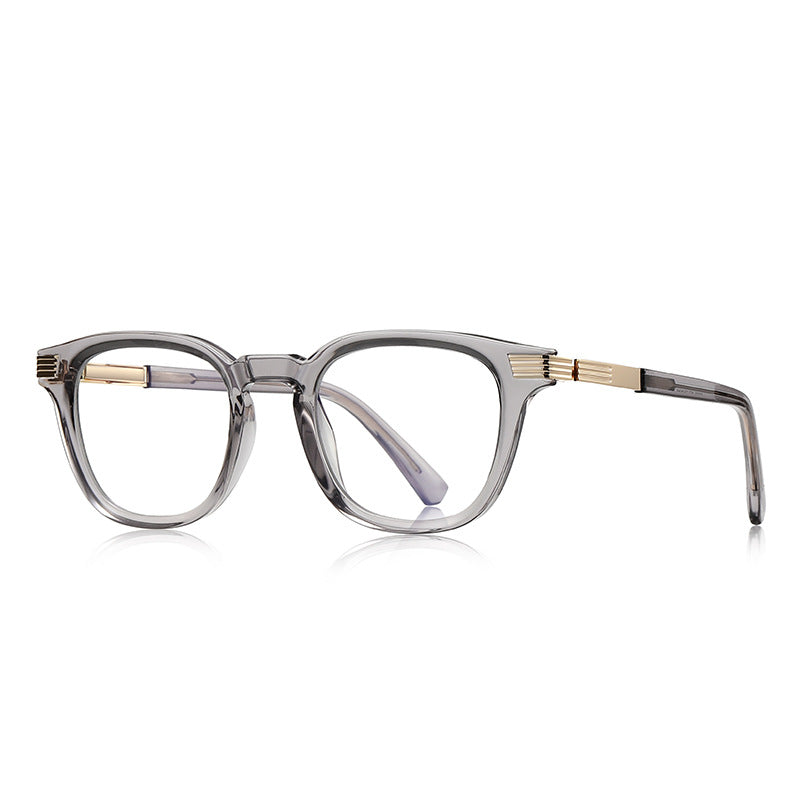 LENSVA Stepped Accent Keyhole Square Blue Light Glasses in Smoke Grey