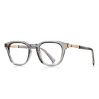 LENSVA Stepped Accent Keyhole Square Blue Light Glasses in Smoke Grey