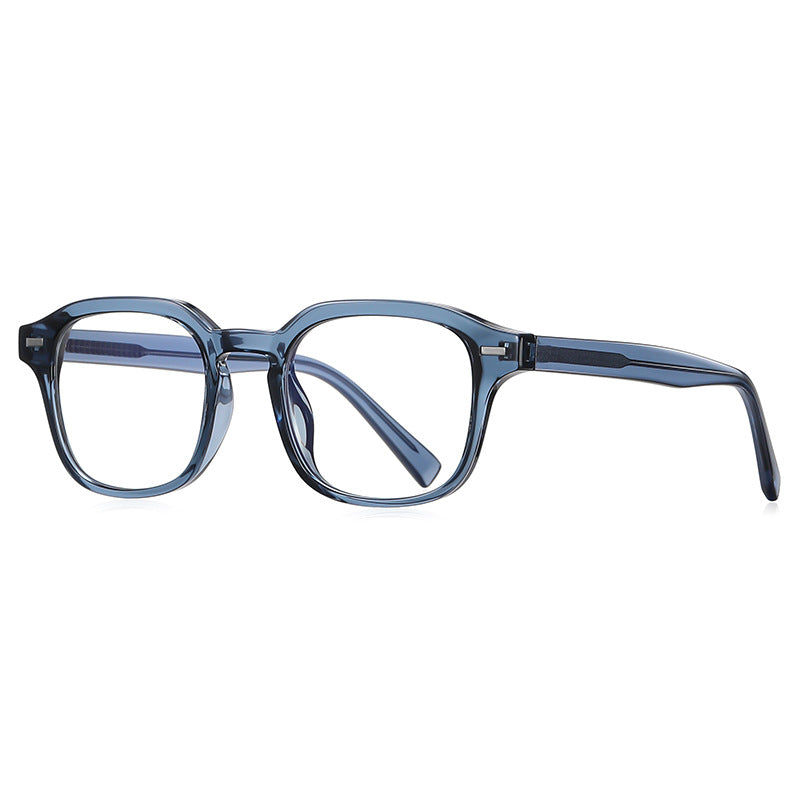 Bar Rivet Square Blue Light Blocking Glasses in Translucent Slate Blue