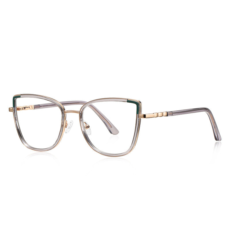 Chic Metal Cat Eye Blue Light Blocking Glasses in Smoke Grey &amp; Rose Gold