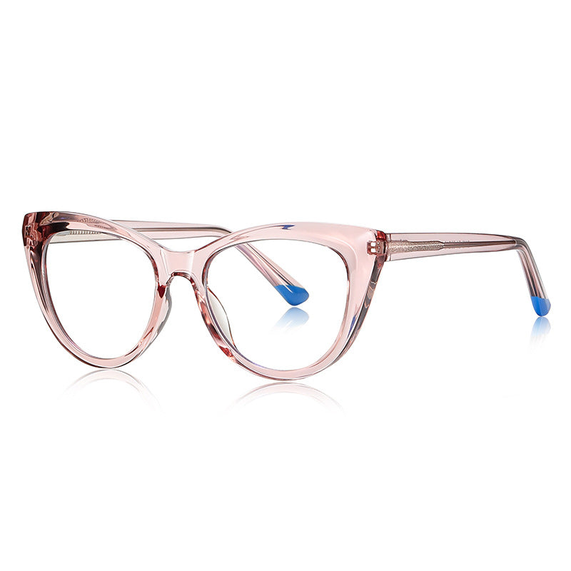 Contrast Tip Cat Eye Blue Light Blocking Glasses in Blush Pink with Blue Tips