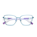 Spliced Temple Butterfly Blue Light Blocking Glasses in Blue & Lavender/White